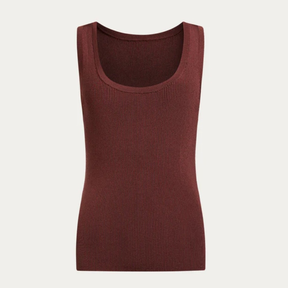 12 STOREEZ Burgundy Ribbed Fitted Sleeveless Top